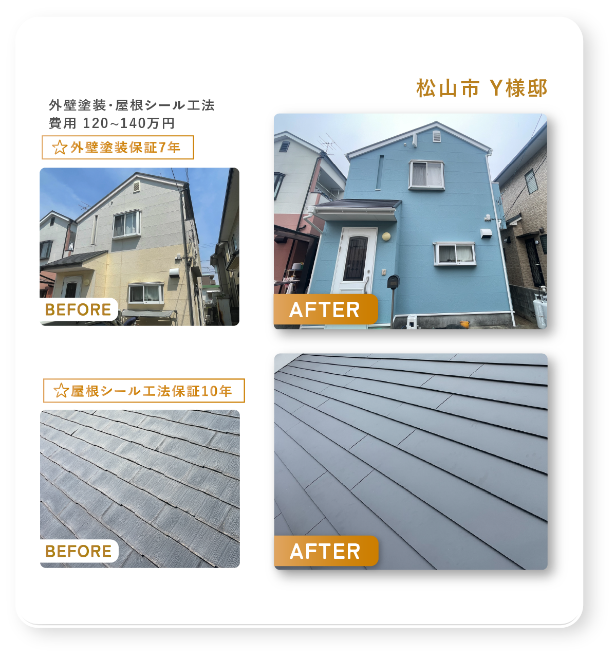 松山市Y様邸の外壁塗装・屋根シール工法の施工事例