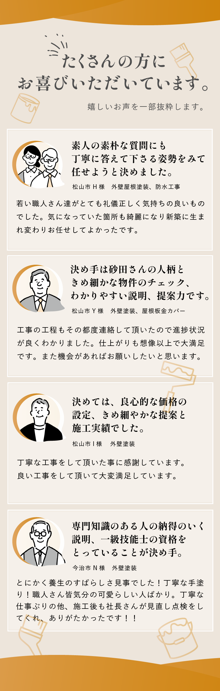 たくさんの方にお喜びいただいています。