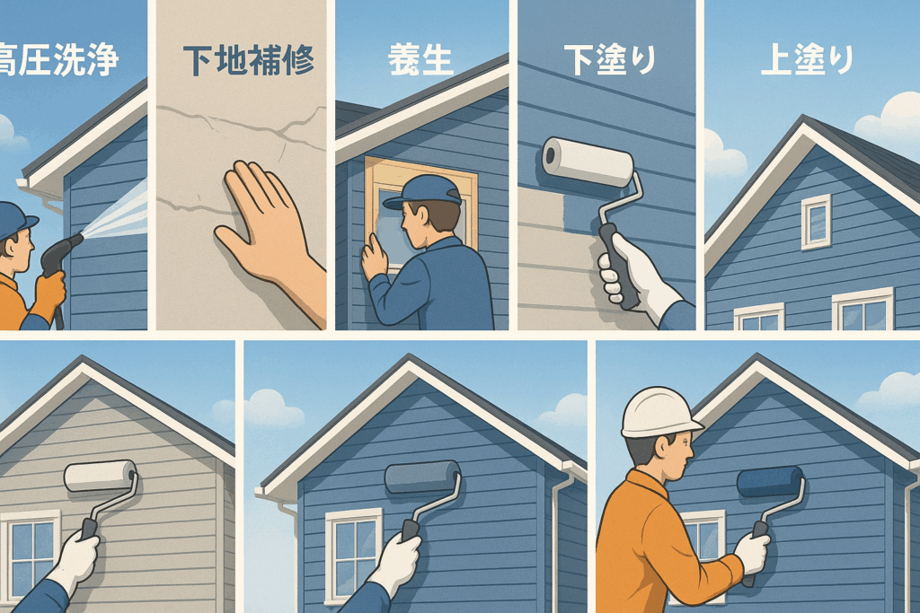 サイディングの外壁塗装の流れ