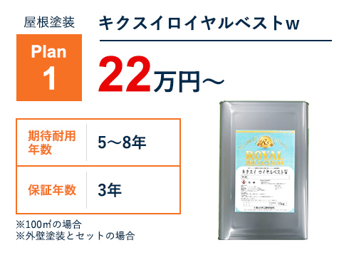 屋根塗装Plan1 キクスロイヤルベストw 22万円～